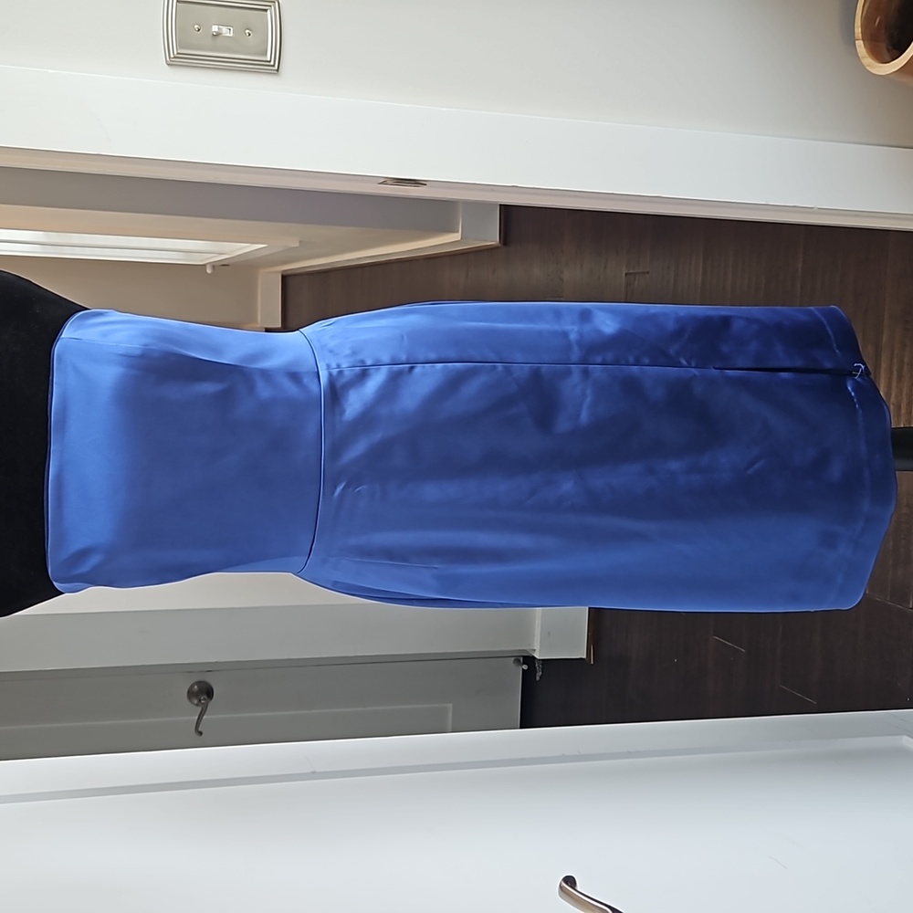 WHBM Satin-like Strapless Dress, Royal Blue, Size 14